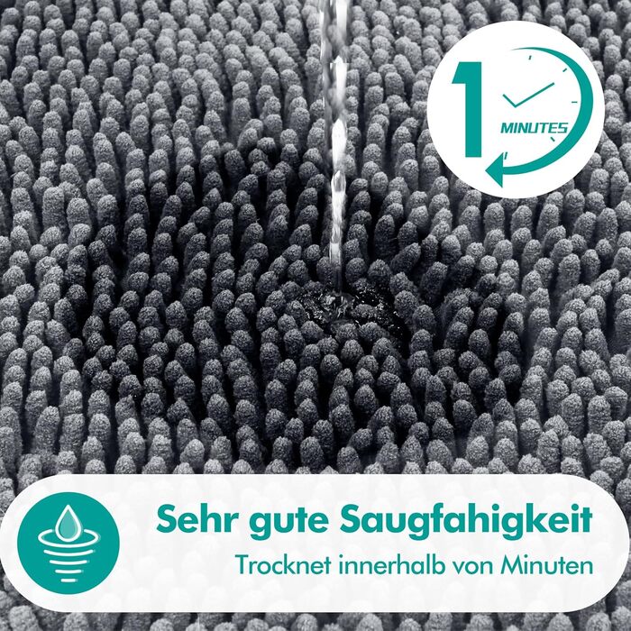 Комплект килимків для ванної кімнати Digiroot (2 шт.) - неслизькі, швидковисихаючі, поглинаючі, 40x60 см, 50x80 см, темно-сірий