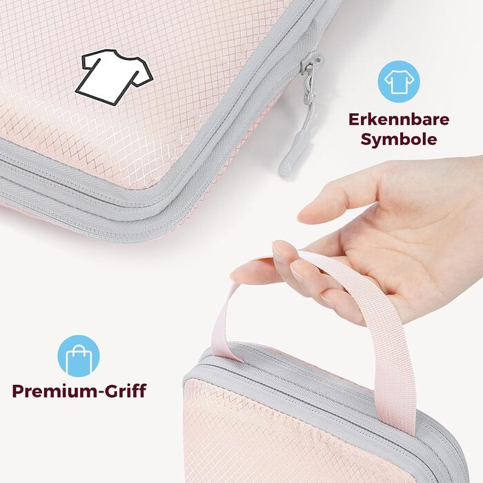 Набір компресійних органайзерів для валізи та рюкзака, водонепроникні пакувальні куби для подорожей, 8 предметів (Рожевий)