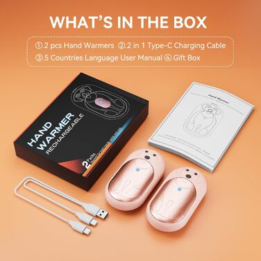 Електричні грілки для рук COTOP, 6000mAh, 2 шт. - USB-C, 3 режими нагріву, для жінок, чоловіків, дітей, катання на лижах, піших прогулянок, зелений (рожевий)