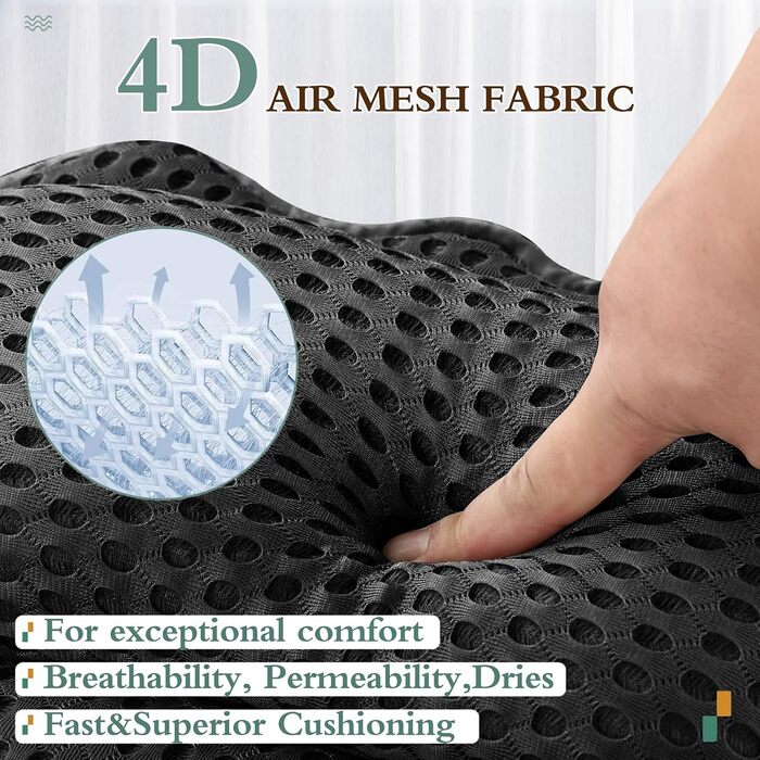 Подушка для ванни RUVINCE ергономічна, з підтримкою голови, шиї, плечей та спини, 4D, з 6 присосками, 43x44 см