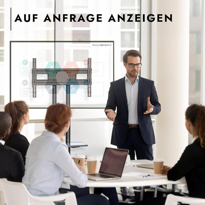 Підставка для телевізора Invision на колесах для екранів 32-75 дюймів, мобільна, регульована по висоті, до 45.5 кг, VESA 600x400, GT1200 ScreenStation