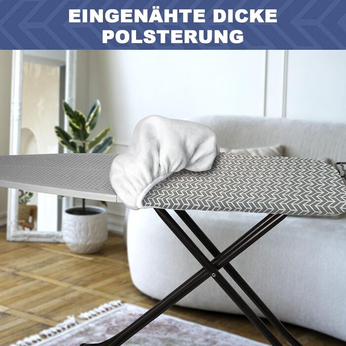 Чохол для прасувальної дошки з товстою підкладкою 120x40, 120x45, 125x45, з еластичною стрічкою по краю, липучками, підходить для прасувальних столів, ідеальний для парогенераторів