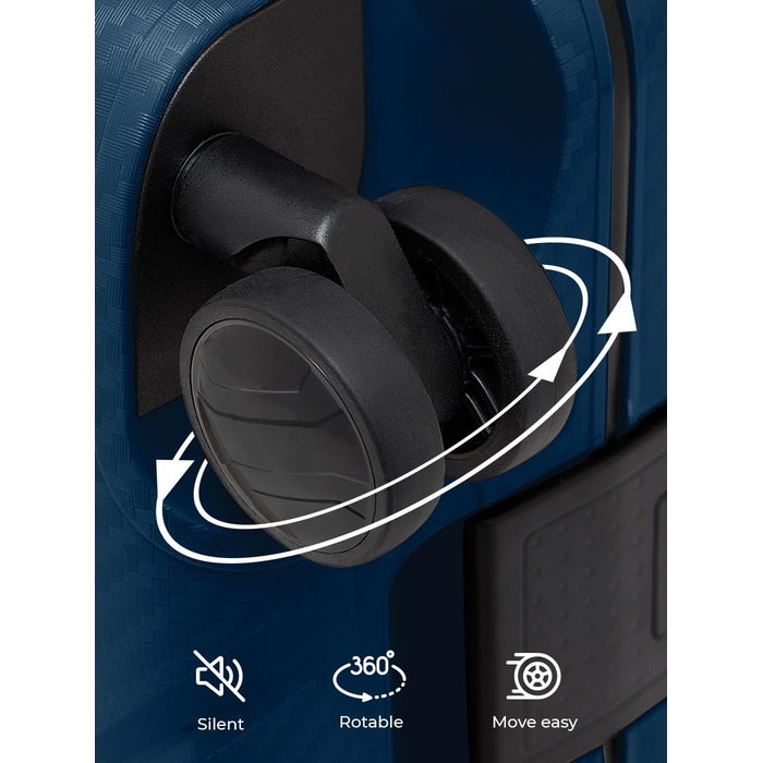 Набір валіз REDOLZ Hartschalen 3-ті, без замка-блискавки, з 3-точковим закриттям, з поліпропілену, 4 подвійні колеса, TSA-замок, для жінок та чоловіків (Essentials 15), Navy Blue, L (75 см)