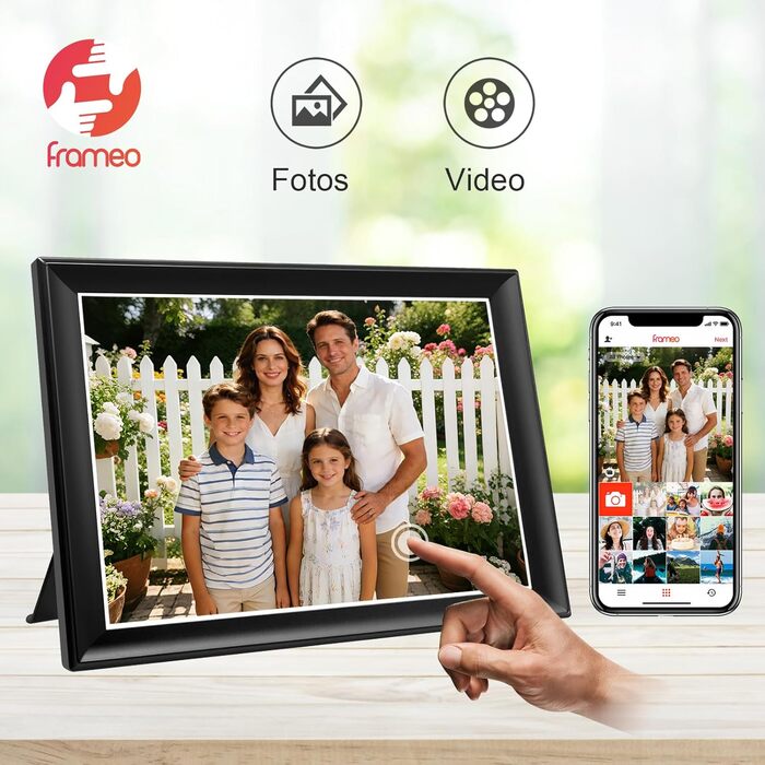 FRAMEO Цифровий фоторамка 15.6" WiFi, IPS, FHD 1920x1080, 32GB, сенсорний екран, автоповорот, для стін, віддалений доступ через додаток FRAMEO