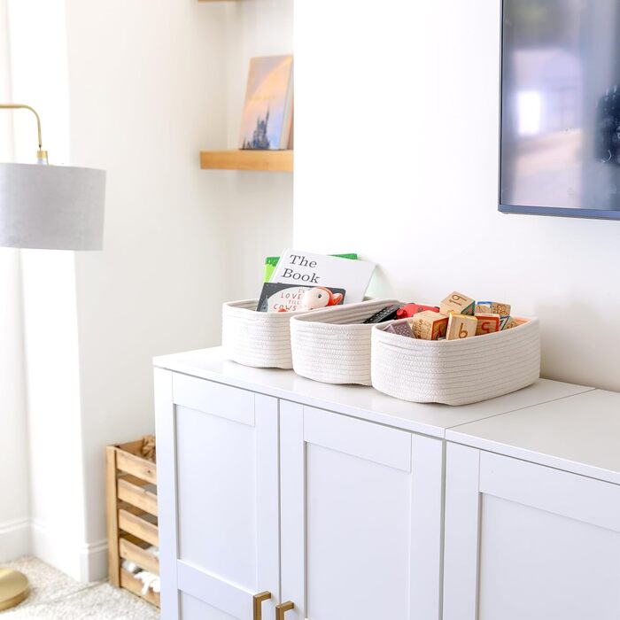 Органайзери для полиць NaturalCozy, прямокутні, 30 x 20,3 x 11,4 см, зелені, набір 3 шт.