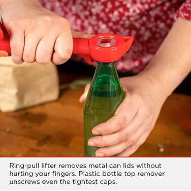 Універсальний відкривач Kuhn Rikon Auto Safety Master: безпечне відкриття банок, пляшок та іншого. Червоний