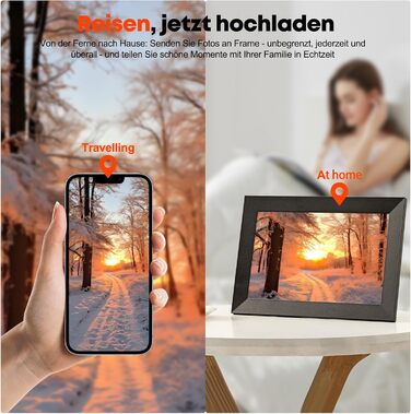 Цифровий фоторамка Hiyyaa з Wi-Fi, 10.1 дюйма, 32GB, IPS LCD сенсорний екран, Frameo App для обміну фото та відео