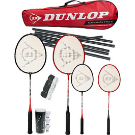Сімейний набір для бадмінтону Dunlop Sports Nanomax Pro ti, включаючи. 2 дорослих, Молодші ракетки, сітка, стовпи, сумка для перенесення і 3 човника, один розмір підходить всім
