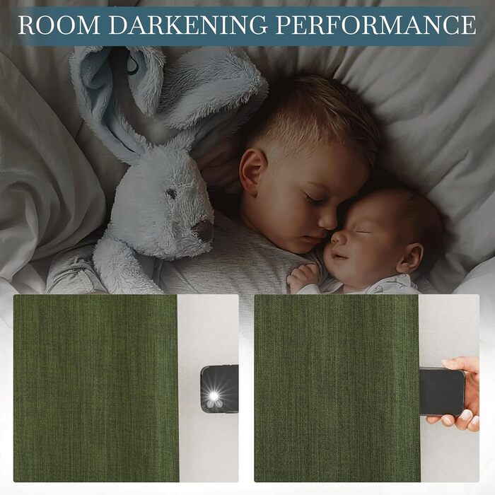 Комплект штор PONY DANCE Linen Look з 2 шт. , непрозорий, H245 x W140 см, Apple Green