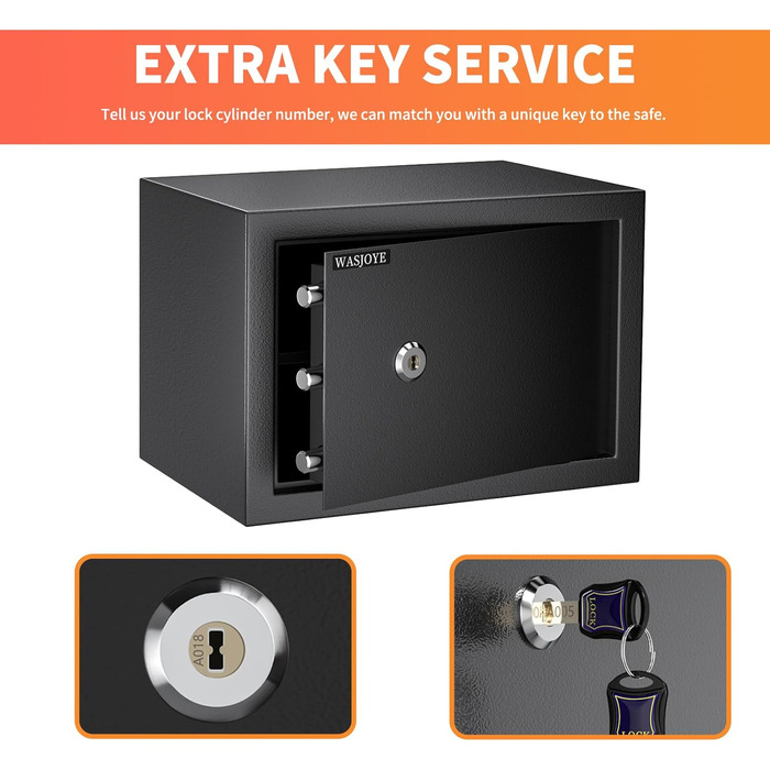 Сейф Safe Tresor з ключем WASJOYE для дому/офісу, великий настінний сейф з 2 ключами для грошей, прикрас, ліків та документів (45*35*31см, 19л)