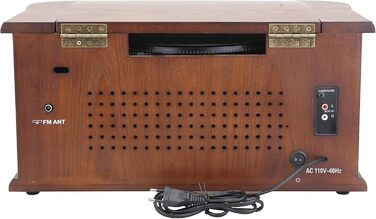 Ретро музичний центр Nostalgie з Bluetooth, касетною декою, CD/MP3/USB програвачем, радіо, програвачем вінілових платівок, AUX IN, записом MP3 та пультом
