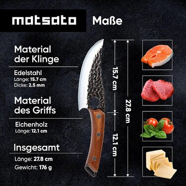 Ніж кухарський Matsato 15 см - оригінальний кухонний ніж для нарізання та подрібнення