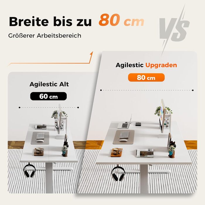 Регульований стіл Agilestic 160 x 80 см, електричний з пам'яттю, ергономічний, для комп'ютера, білий