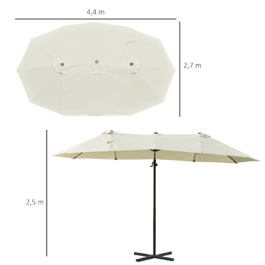 Outsunny Double Parasol Cantilever Parasol Double Parasol з регульованим садовим парасолькою Sunshade Metal Cream White 440 x 270 x 250 см | Аосом