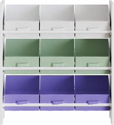 Полиця для дитячої кімнати en.casa Boiro з 9 коробками для іграшок, 60 x 62 x 30 см, Aqua Dream-Motiv