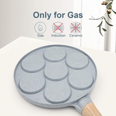 Пан з антипригарним покриттям, форма для панкейків на 7 отворів, синього кольору, для газової плити