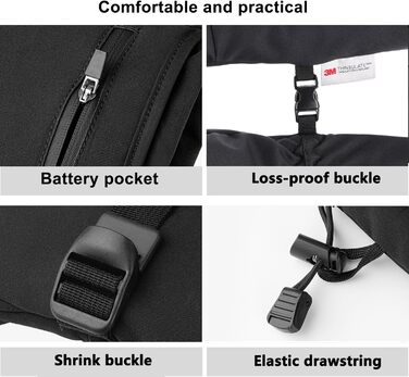 Обогріваючі рукавички Loowoko з акумулятором 7.4v 3000mAh (2 шт.), 3 режими нагріву, водонепроникні, з підтримкою сенсорного екрану, USB для роботи на відкритому повітрі, мотоцикла, велосипеда, катання на лижах, альпінізму, піших прогулянок