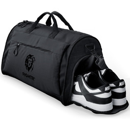 Спортивна та дорожня сумка FIHTR - з відділенням для взуття та відділенням для вологи - для спорту, фітнесу та подорожей - тренувальна сумка, сумка для спортзалу (All Black, Medium)