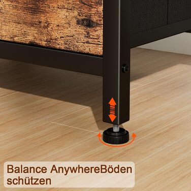 Нічний столик AMHANCIBLE з зарядкою, приліжний столик з висувними ящиками з тканини, журнальний столик з відкритою полицею, з 2 USB-портами та 2 розетками, для спальні, вітальні, HETS020GY-1 (Коричневий)