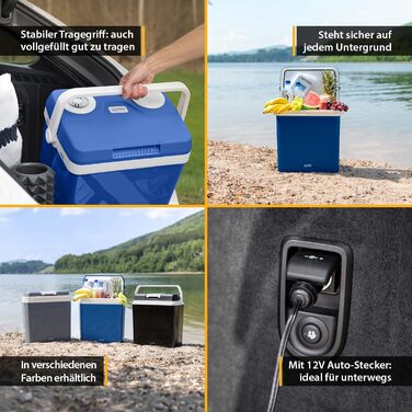 Автомобільний холодильник First Austria 32л з підігрівом, 12/230V, сірий (блакитно-білий) - для кемпінгу та подорожей