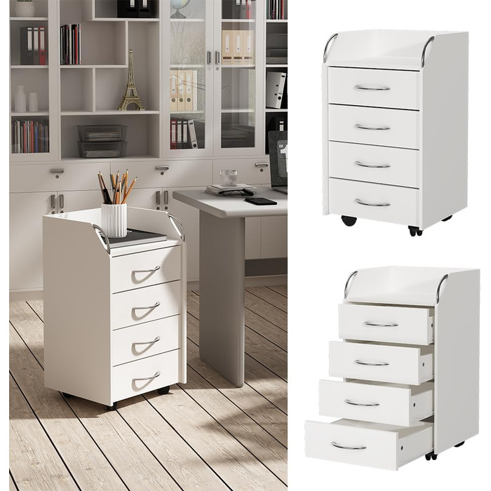 Роликовий контейнер Vicco Gwendolyn, білий, 40 x 36 см, з 4 висувними ящиками