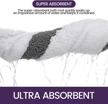 Килимок для ванної кімнати DEXI: неслизький, м'який, машинне прання, 61 x 92 см, сірий