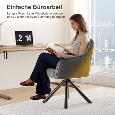 YOUDENOVA Комплект з 2-х обідніх стільців, 360° обертання з підлокітниками, оксамитовий м'який стілець для обідньої кімнати, кухні, вітальні та офісу, стільці для обідньої кімнати темно-сірий, комплект 2 шт.