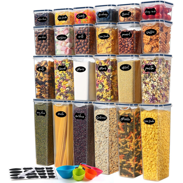 Набір контейнерів для зберігання продуктів YASHE 24 шт. з кришкою, герметичні, BPA-free, для сухої їжі, мюслі, борошна та цукру