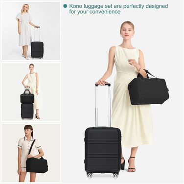 KONO Набір валіз-ролерів 2 в 1, 55 см, ручна поклажа, кремовий, набір для подорожей
