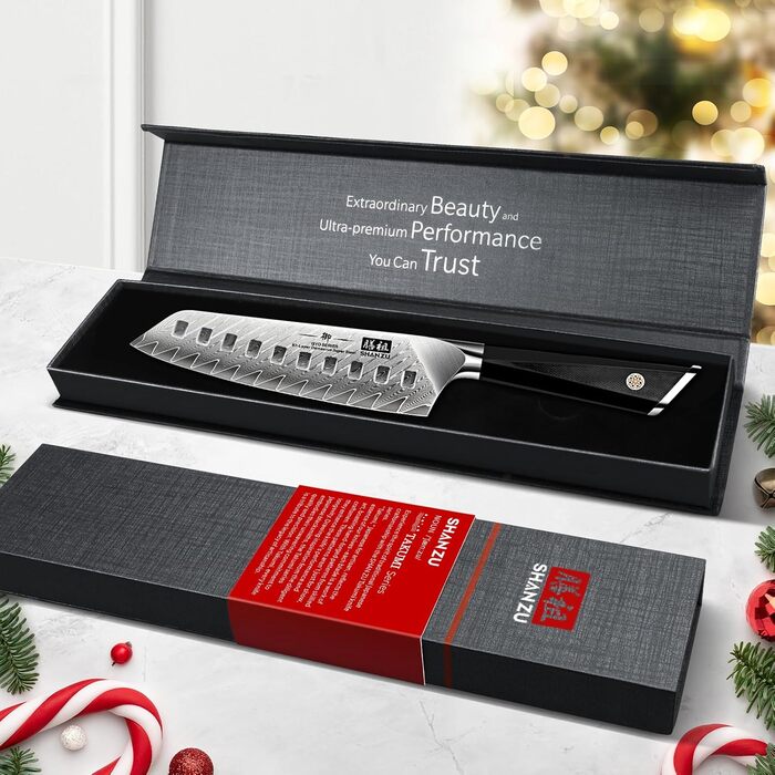 SHAN ZU Кухонний ніж з дамаської сталі, 15 см, професійний, Santoku, 67 шарів, нержавіюча сталь, японська сталь 10Cr15Mov, G10 ручка, серія GYO