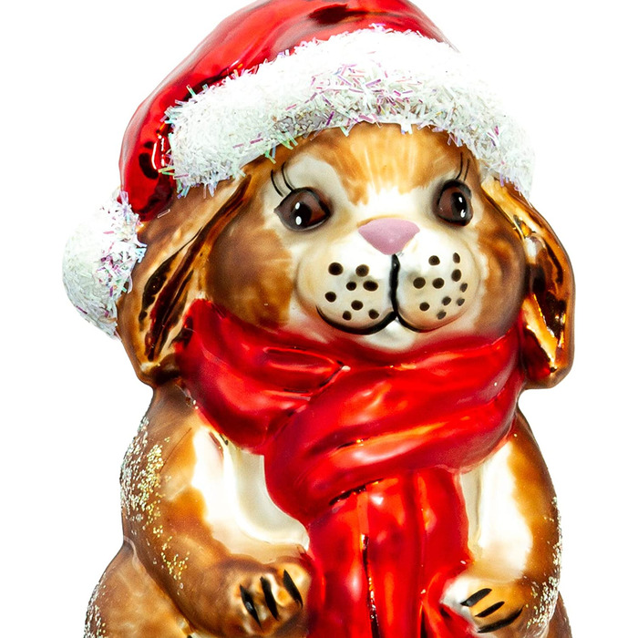 Кролик в капелюсі Санта-Клауса, ялинкові прикраси, скляна фігурка, підвіска для різдвяної ялинки-преміум-лінія, варіант (коричневий), 711