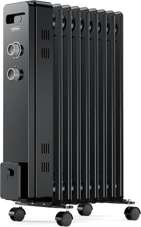 Масляний радіатор VonHaus 2.5 кВт з термостатом (білий, чорний, 9 ребер)