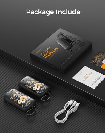 Електричні грілки для рук OCOOPA UT5 DuoHeat, 2 шт., швидкий нагрів, 8 годин роботи, 67г, багаторазові, для кемпінгу, полювання, подорожей, подарунок для чоловіків, чорний