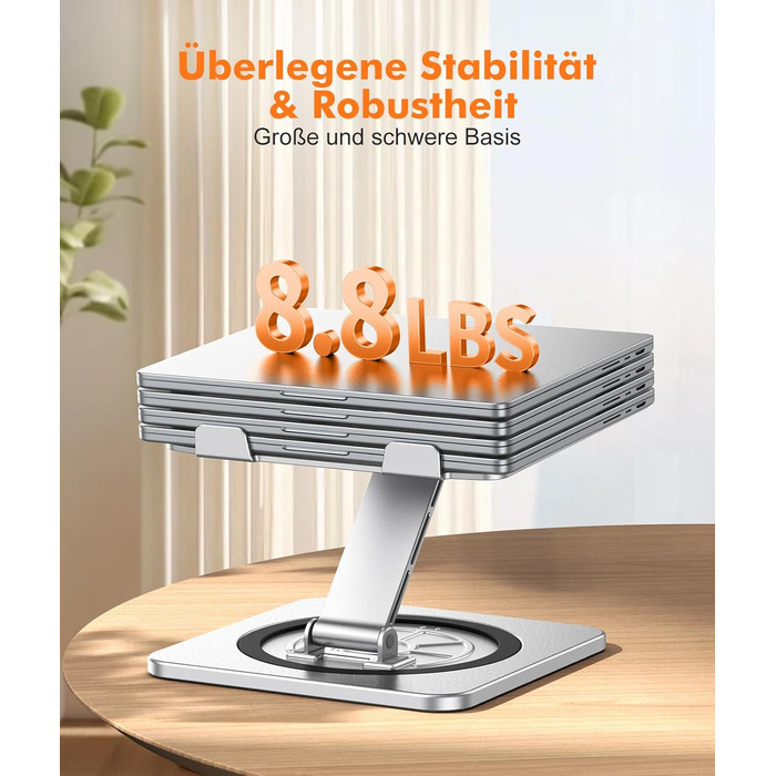 Підставка для ноутбука з поворотним столом 360°, регульована, ергономічна, з вентиляцією, складний тримач для кулінарної книги, сумісна з MacBook Air/Pro (10-16')