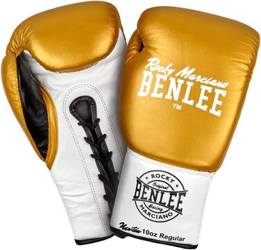 Боксерські рукавички Benlee зі шкіри Newton (08 унцій, золоті / білі / чорні)