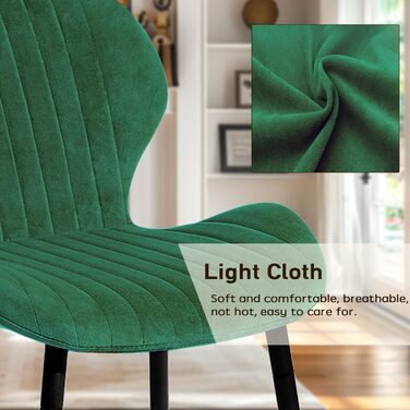 Набір з 2-х м'яких крісел для вітальні, кухні та їдальні CangLong, зелені, з масивними дерев'яними ніжками