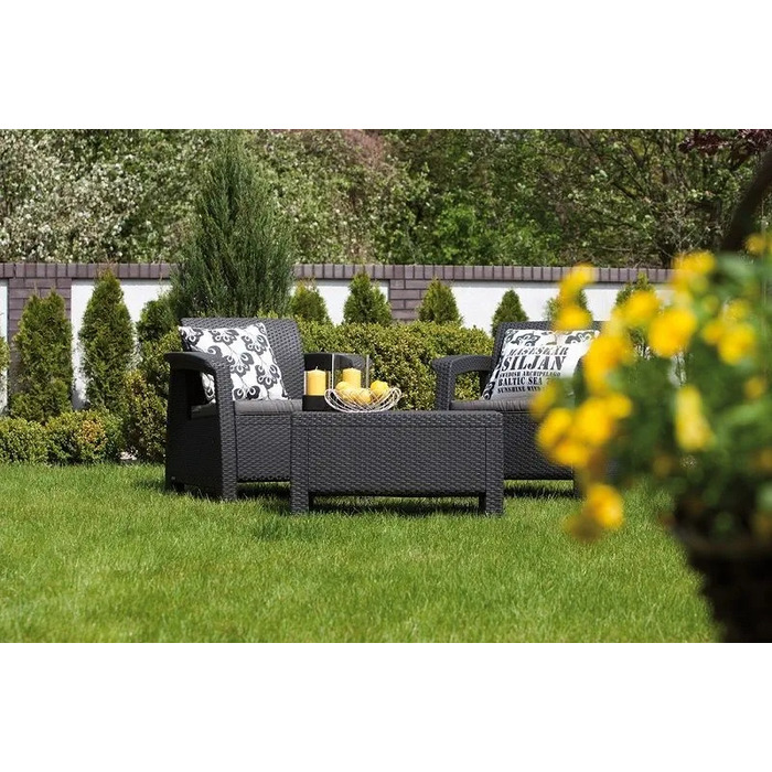 Комплект садових меблів Allibert із пластику, сірий, 3 предмети