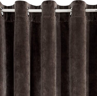 РІА завіса оксамит оксамит М'яка стрічка для завивки, стильна, елегантна, гламурна, для спальні, вітальні, вітальні, (10 петель, 140x250 см, коричневого кольору)