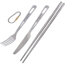 Набір туристичного посуду iBasingo Titan 3 шт. (вилка, ложка, ніж) - нержавіюча сталь, легкий, для кемпінгу, пікніка, риболовлі, туризму