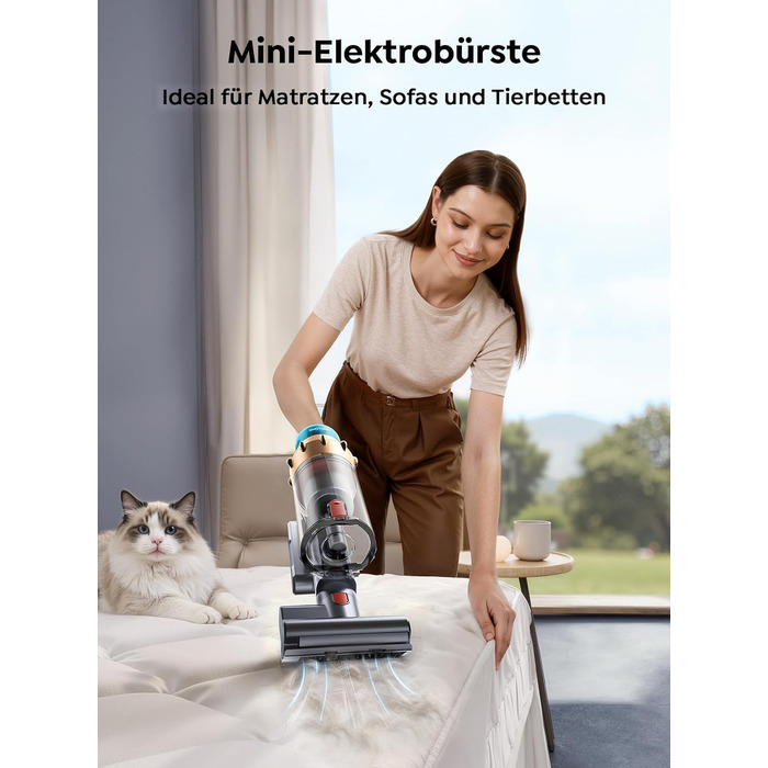 Акумуляторний пилосос SMOTURE 600W 50000Pa, бездротовий з міні-електрощіткою, для шерсті тварин, килимів, підлоги та авто - 65 хв роботи, сенсорний екран, функція ароматизації