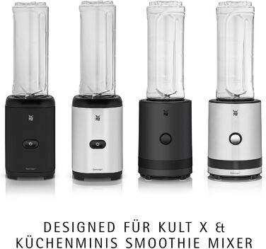 Блендер Kult X Mix & Go Mini від WMF: компактний шейкер з пляшкою 600 мл, 300 Вт, срібно-чорний