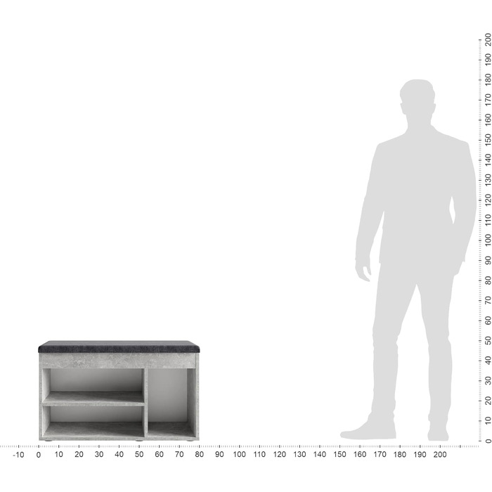 Лавка для взуття KOMTO Sofia - Полиця для взуття з сидінням і зберіганням (80x48x32 см, бетон оббивка сірого кольору)