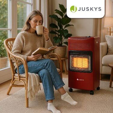 Газова теплова гармата Juskys Keramik GS42US потужністю 4200 Вт з регулятором тиску та шлангом - мобільний, ефективний та економічний газовий нагрівач