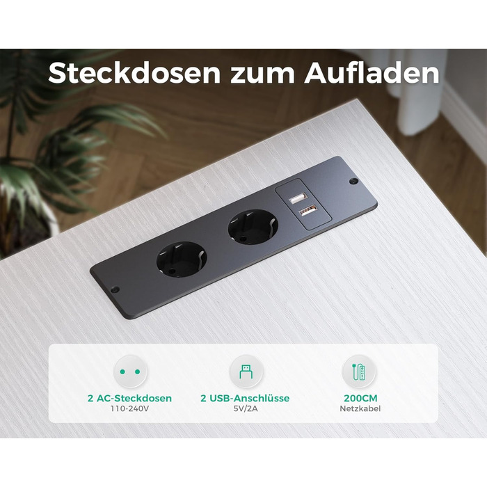 Комп'ютерний стіл Coleshome L-подібної форми з ящиками для документів, USB-роз'ємом та розеткою, для дому та офісу (білий, 140x70 см)