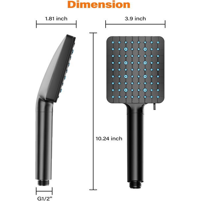 Фільтр для душу Cobbe з шлангом, високонапірна ручна лійка з 20-ступеневою фільтрацією, економна лійка з 6 режимами розпилення, дощова лійка для жорсткої води (чорний матовий)