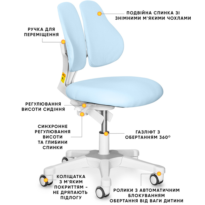 Комплект парта Evo-кids TH-230 Grey + крісло Evo-kids Mio Lite Blue (арт.TH-230 W/BL + Y-208 KBL)