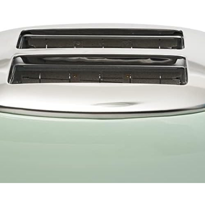 Тостер на 2 скибочки, ретро-тостер із 6 рівнями тостів, автоматичне виймання, функція розморожування, знімний відсік для крихт, корпус з нержавіючої сталі, 810 Вт, зелений, 155