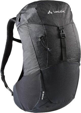Жіночий туристичний рюкзак з вентиляцією спини - з дощовиком (One Size, чорний), 24L -