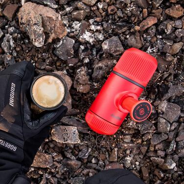 WACACO Nanopresso - портативна кавомашина для еспресо, 18 Bar, ручне керування, для подорожей, червона