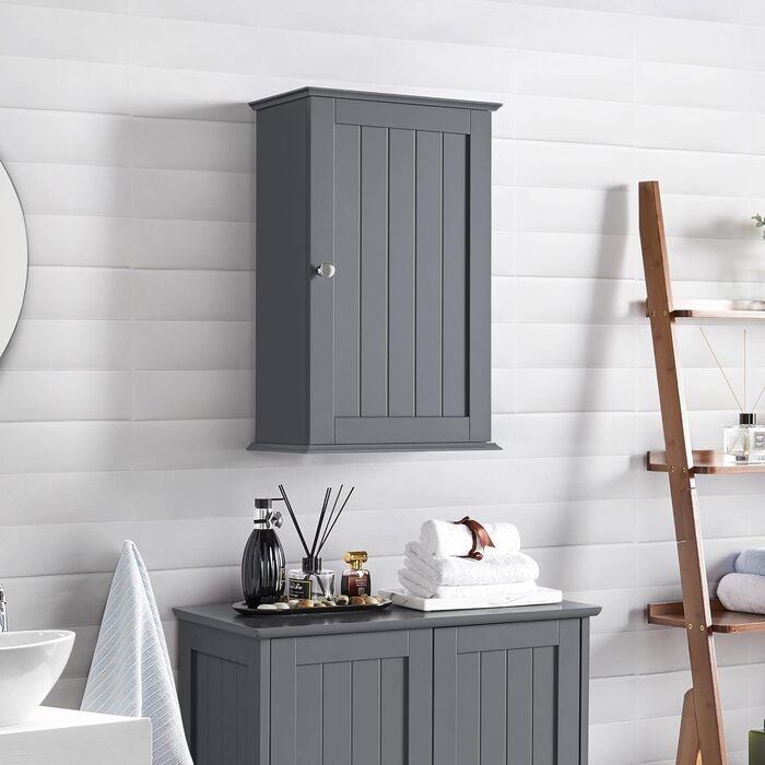 Настінний шкаф Yaheetech з однією дверцятами: для ванної, кухні, медичний, білий, 35x21x55 см